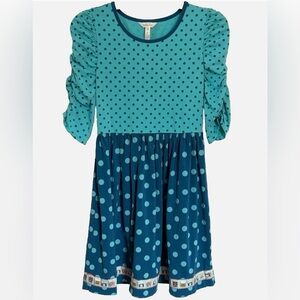 Matilda Jane Girls Polka Dot Knit Dress Sewing Machine Ribbon Hem Size 16